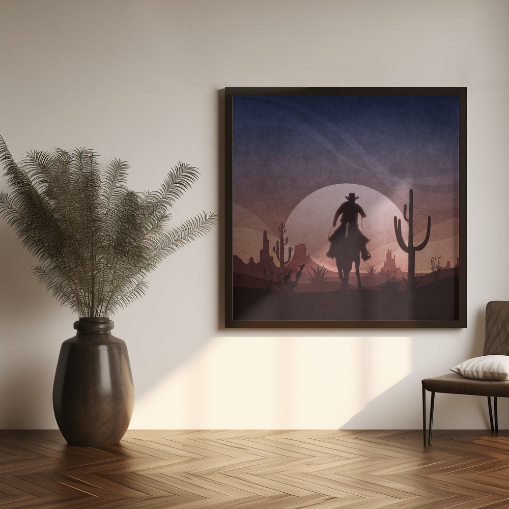 Cowboy Sunset Poster